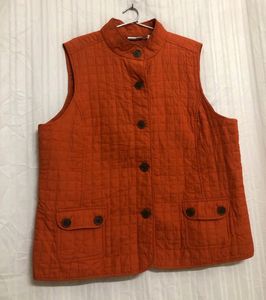 Liz&amp;co. Orange Sleeveless Jacket