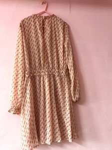 Patterned Long Sleeve Mini Dress