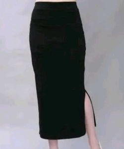 Black Midi Skirt with Slit
