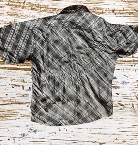 Black and White Boxy Plaid Shirt Men