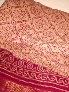 Red And Nude Color Cotton Mulmul Saree