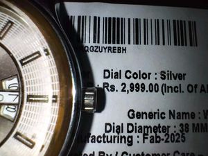 Silver Dial Watch - 38mm Diameter