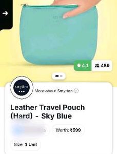 Smytten Leather Travel Pouch (Hard) - Sky Blue