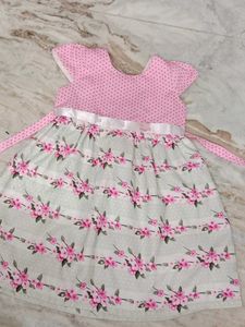 Ohio Baby Pink Floral Frock ,Used 3- 4yr