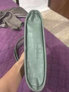 Vintage Green Croc Embossed Baguette Bag