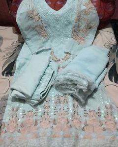 Light Blue Embroidered Salwar Kameez