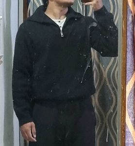 Men's Black Quarter Zip Sweater