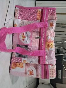 Pink Quilted Tote Bag For Baby