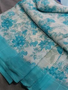 Sky Blue Floral Saree