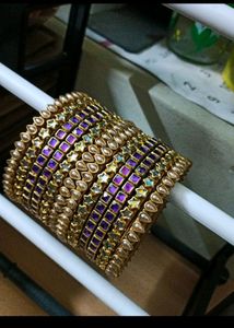 Pink Designed Kundan Bangles Set Of 4 Bangle