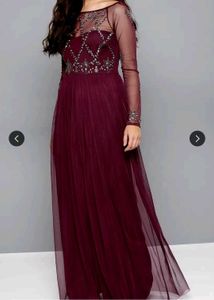 Elegant Maroon Embellished Dress