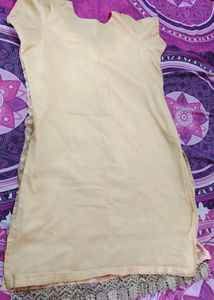 Cream And Pink Stiched Kurti