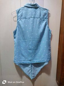 Blue Denim Sleeveless Top