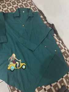 Green Embroidered Tunic Top