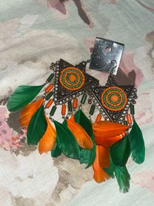 Orange And Green Earring