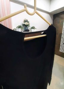 Black Open Back Long Sleeve Top