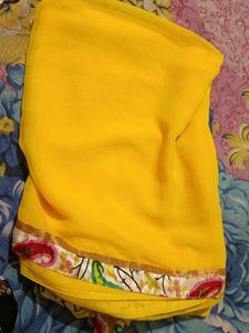 Yellow Saree With Satin Blouse