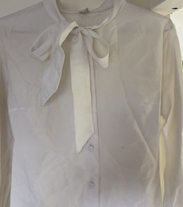 White Bow Tie Blouse