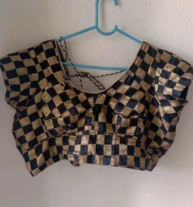 Checkered Black And Golden Blouse