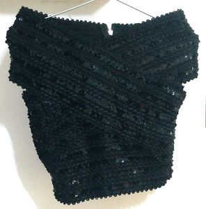Sparkling Black Sequin Party Top