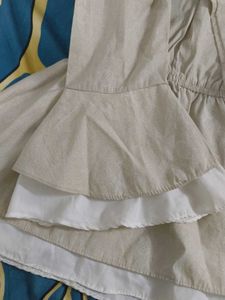 Beige Tie-Front Blouse with Bell Sleeves