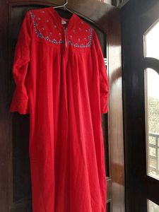 Fleece Embroidered Nightgown