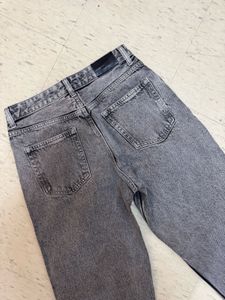Gray Denim Straight Leg Jeans