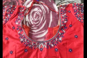 Red Embroidered Handwork Blouse
