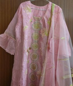 Pink Kurta Plazo Set (Women)