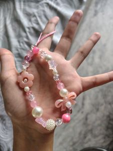 Cute Pink Beaded Phone Charm