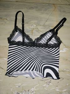 Zebra Print Lace Trim Cami Top
