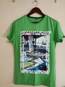 Gas Florocent Green Tshirt With Front Print