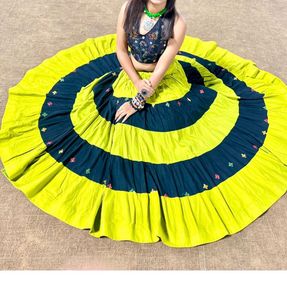 Green Nd Black Navratri Skirt