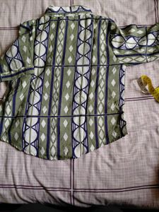 Patterned Shirt with Flower Detail