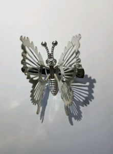 Silver Flapping Wings Butterfly Hair Clip