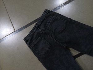 Black Straight Jeans With Hand Embroidery