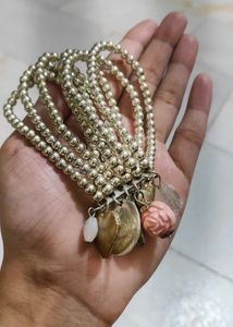 Silver Charm Beaded Bracelet