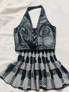 Lace-Up Faux Leather Halter Top