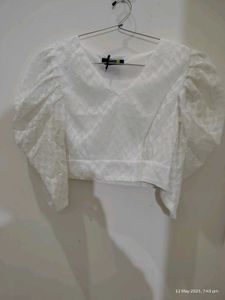 Puff Sleeve White Top