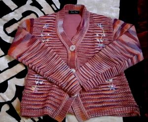 Floral Embroidered Knit Cardigan