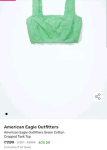 American Eagle Green Lace Cropped Tank
