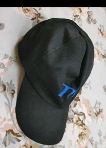 Black Baseball Cap with Blue Lettering