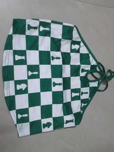 Green &amp; White Checkered Halter Top