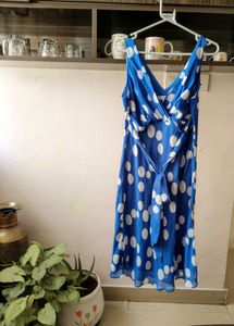 Blue Polka Dot Wrap Dress