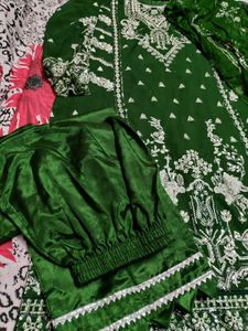 Green Festive Suit , Work Chunni Designer Bottom
