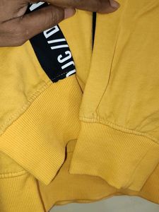 Full Sleeves  With Print Strip Yellow Tshirt