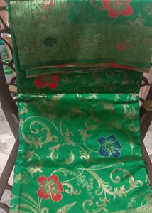 Green Floral Zari Saree