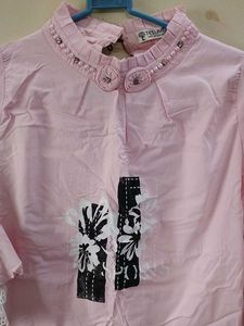 Pink Top embedded with pearls and stones