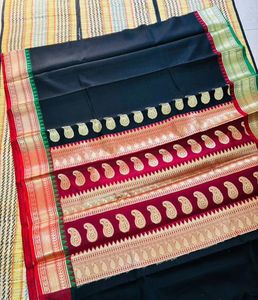 Gorgeous Black Saree With Ganga Jamuna Border