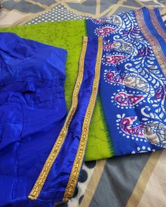 Green &amp; Blue Saree with Blouse